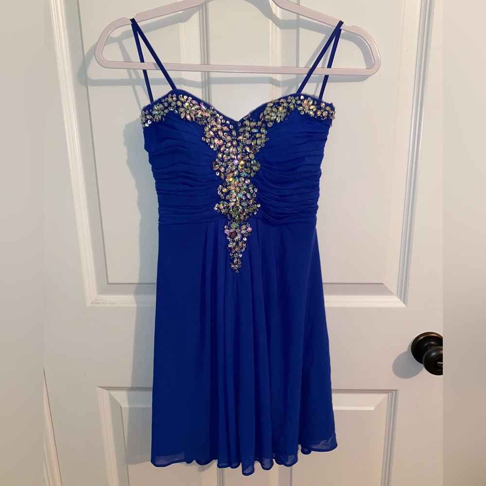Blondie Nites Royal Blue Jeweled Dress